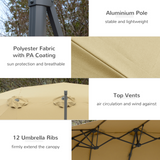 Outsunny 4.5 m Patio Cantilever Roma Parasol, Large Double-Sided Rectangular Garden Umbrella with Crank Handle, 360° Cross Base for Bench, Outdoor, Khaki