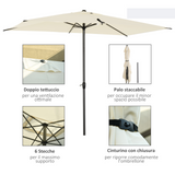 Outsunny 3 x 2M Sun Parasols Umbrellas Garden Patio Tilt Sun Shade Outdoor Canopy Crank Aluminium, Beige