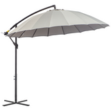 Outsunny 3(m) Cantilever Shanghai Parasol Garden Hanging Banana Sun Umbrella with Crank Handle, 18 Sturdy Ribs and Cross Base, Grey