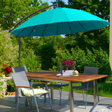 Outsunny 3(m) Cantilever Shanghai Parasol Garden Hanging Banana Sun Umbrella with Crank Handle, 18 Sturdy Ribs and Cross Base, Turquoise