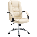 Vinsetto High Back Executive Office Chair, PU Leather Swivel Chair with Padded Armrests, Adjustable Height, Tilt Function, Beige