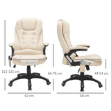 HOMCOM Executive Office Chair with Massage and Heat, High Back PU Leather Massage Office Chair With Tilt and Reclining Function, Beige