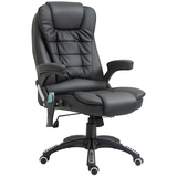 HOMCOM Executive Office Chair with Massage and Heat, High Back PU Leather Massage Office Chair With Tilt and Reclining Function, Black