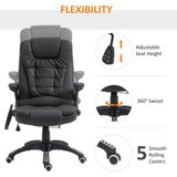 HOMCOM Executive Office Chair with Massage and Heat, High Back PU Leather Massage Office Chair With Tilt and Reclining Function, Black