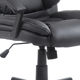 HOMCOM Swivel Executive Office Chair Mid Back Faux Leather Computer Desk Chair for Home with Double-Tier Padding, Arm, Wheels, Black