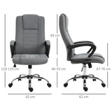 Vinsetto High Back Office Chair 360° Swivel Chair Adjustable Height Tilt Function Linen Deep Grey 62W x 62D x 110-119H cm