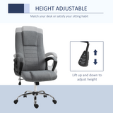 Vinsetto High Back Office Chair 360° Swivel Chair Adjustable Height Tilt Function Linen Deep Grey 62W x 62D x 110-119H cm