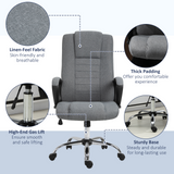 Vinsetto High Back Office Chair 360° Swivel Chair Adjustable Height Tilt Function Linen Deep Grey 62W x 62D x 110-119H cm