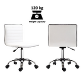 HOMCOM Adjustable Swivel Office Chair with Armless Mid-Back in PU Leather and Chrome Base - White