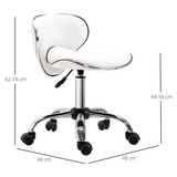 HOMCOM Adjustable Rolling Swivel Beauty Salon Chair, Stool for Spa, Technician - White