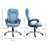 Vinsetto Linen Fabric Home Office Chair, Height Adjustable Computer Chair with Padded Armrests and Tilt Function, Blue