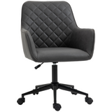 Vinsetto Swivel Office Chair Leather-Feel Fabric Home Study Leisure with Wheels, Grey