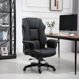 Vinsetto Piped PU Leather Office Chair, High Back Executive Chair, Computer Desk Chair with Armrests, Adjustable Height, Black