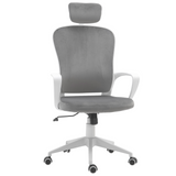 Vinsetto High-Back Office Chair Velvet Style Fabric Computer Home Rocking with Wheels, Rotatable Liftable Headrest, Grey