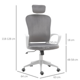 Vinsetto High-Back Office Chair Velvet Style Fabric Computer Home Rocking with Wheels, Rotatable Liftable Headrest, Grey