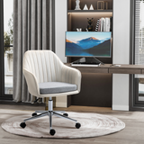 Vinsetto Leisure Office Chair Linen Fabric Swivel Scallop Shape Computer Desk Chair Home Study Bedroom with Wheels, Beige