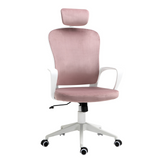 Vinsetto High-Back Office Chair Velvet Style Fabric Computer Home Rocking with Wheels, Rotatable Liftable Headrest, Pink