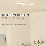 HOMCOM Modern Three Circle LED Ceiling Lamp Light with Metal Base for Bedroom, Hallway, Dining Room, Living Room