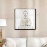 HOMCOM Canvas Wall Art Gold Textured Buddha Sit in Meditation, Wall Pictures for Living Room Bedroom Decor, 83 x 83 cm