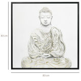 HOMCOM Canvas Wall Art Gold Textured Buddha Sit in Meditation, Wall Pictures for Living Room Bedroom Decor, 83 x 83 cm