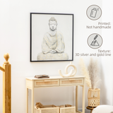 HOMCOM Canvas Wall Art Gold Textured Buddha Sit in Meditation, Wall Pictures for Living Room Bedroom Decor, 83 x 83 cm