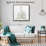 HOMCOM Canvas Wall Art Gold Textured Buddha Sit in Meditation, Wall Pictures for Living Room Bedroom Decor, 83 x 83 cm