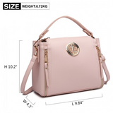 E1851 - Miss Lulu Leather Look Dual Zipped Handbag - Pink