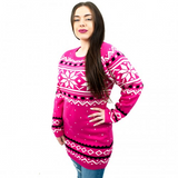 C3101 - Miss Lulu Ladies Christmas Jumper With Snowflake Pattern Small - Pink