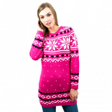 C3101 - Miss Lulu Ladies Christmas Jumper With Snowflake Pattern Small - Pink