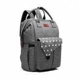 E1945 - KONO POLKA DOT MATERNITY BACKPACK BAG WITH USB CONNECTIVITY - GREY