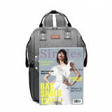 E1945 - KONO POLKA DOT MATERNITY BACKPACK BAG WITH USB CONNECTIVITY - GREY