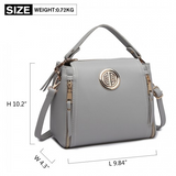 E1851 - Miss Lulu Leather Look Dual Zipped Handbag - Grey