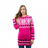 C3101 - Miss Lulu Ladies Christmas Jumper With Snowflake Pattern Medium - Pink