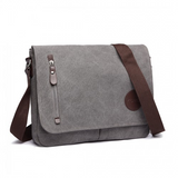 E1824-1 - Kono RFID-Blocking Retro Style Canvas Cross Body Messenger Bag - Grey