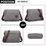 E1824-1 - Kono RFID-Blocking Retro Style Canvas Cross Body Messenger Bag - Grey