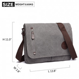 E1824-1 - Kono RFID-Blocking Retro Style Canvas Cross Body Messenger Bag - Grey