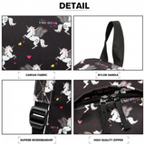 E1401 UN - Miss Lulu Large Backpack Unicorn Print - Black