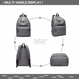 700D - Miss Lulu Classic Large Capacity Unisex Everyday Backpack - Grey