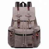 E1672 - Kono Large Multi Function Leather Details Canvas Backpack - Grey