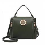 E1851 - Miss Lulu Leather Look Dual Zipped Handbag - Green