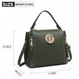 E1851 - Miss Lulu Leather Look Dual Zipped Handbag - Green