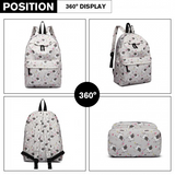 E1401 UN - Miss Lulu Large Backpack Unicorn Print - Grey