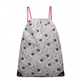 E1406-UN - Miss Lulu Unicorn Print Drawstring Backpack - Grey