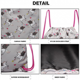 E1406-UN - Miss Lulu Unicorn Print Drawstring Backpack - Grey