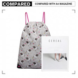 E1406-UN - Miss Lulu Unicorn Print Drawstring Backpack - Grey