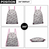 E1406-UN - Miss Lulu Unicorn Print Drawstring Backpack - Grey