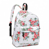 E1401F - Miss Lulu Large Backpack Flower Polka Dot - White