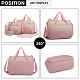 9026 - Miss Lulu Polyester 5 Pcs Set Maternity Baby Changing Bag Polka Dot Series - Pink