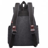 E1672 - Kono Large Multi Function Leather Details Canvas Backpack - Black