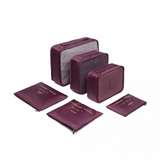 E2015 - Kono 6 Piece Polyester Travel Luggage Organiser Bag Set - Burgundy